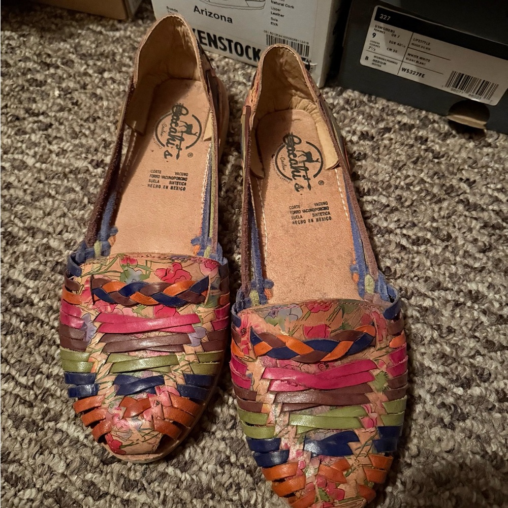 Colorful Leather Huarache Flats